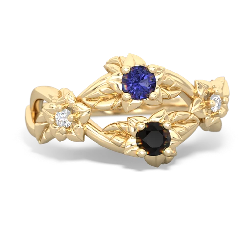 Lab Sapphire Lab Created Sapphire with Genuine Black Onyx Sparkling Bouquet ring Ring