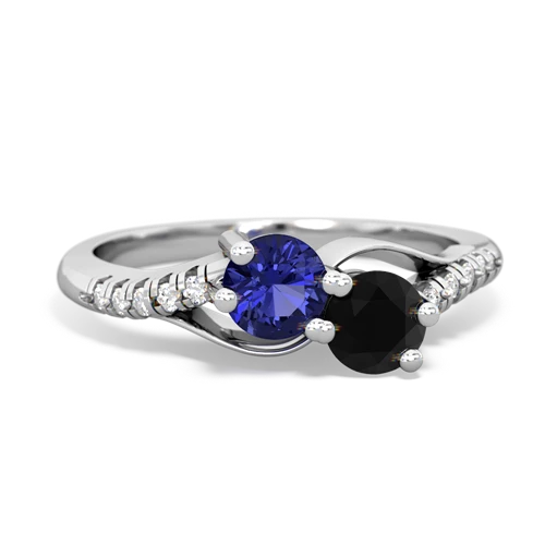lab sapphire-onyx two stone infinity ring