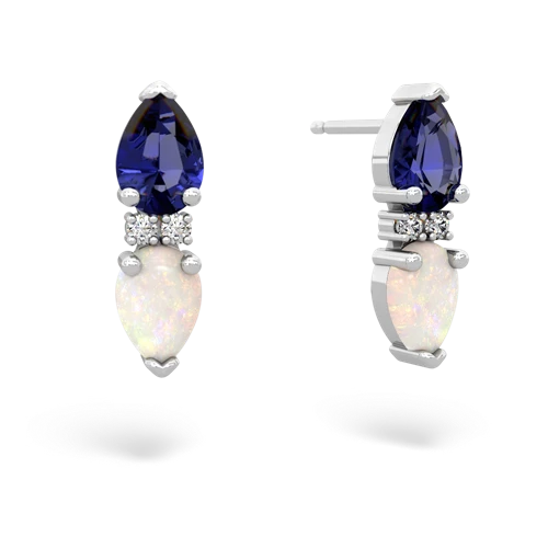 lab sapphire-opal bowtie earrings