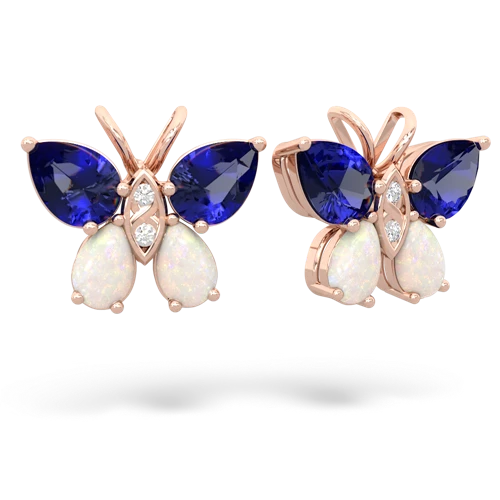 lab sapphire-opal butterfly earrings