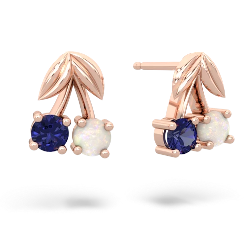 lab sapphire-opal cherries earrings