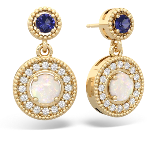 Lab Sapphire Lab Created Sapphire with Genuine Opal Halo Dangle earrings Earrings