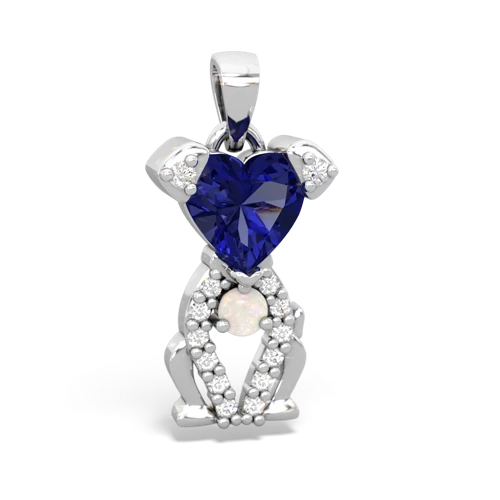 Lab Sapphire Lab Created Sapphire with Genuine Opal Puppy Love pendant Pendant