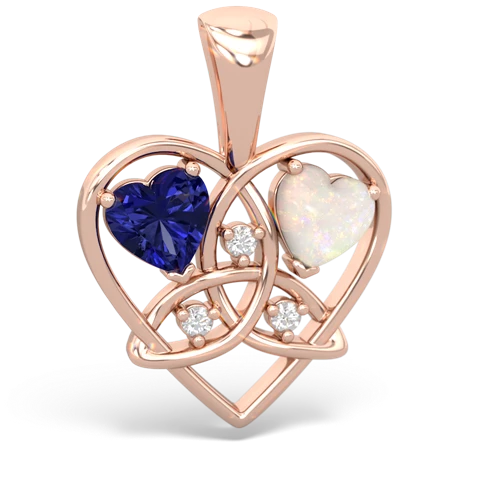 lab sapphire-opal celtic heart pendant