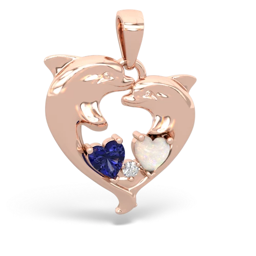 lab sapphire-opal dolphins pendant