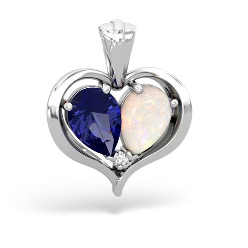 Lab Sapphire Lab Created Sapphire with Genuine Opal Two Become One pendant Pendant