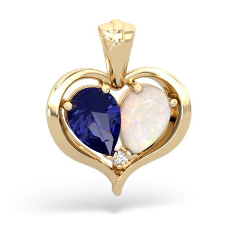 lab sapphire-opal half heart whole pendant