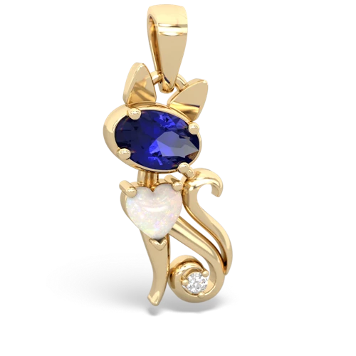 lab sapphire-opal kitten pendant