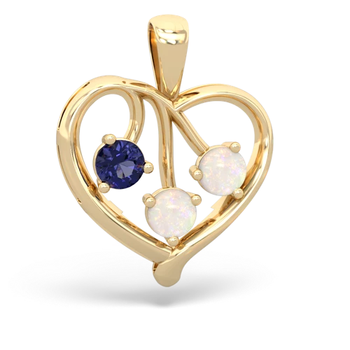 Lab Sapphire Lab Created Sapphire with Genuine Opal and Genuine Pink Tourmaline Glowing Heart pendant Pendant