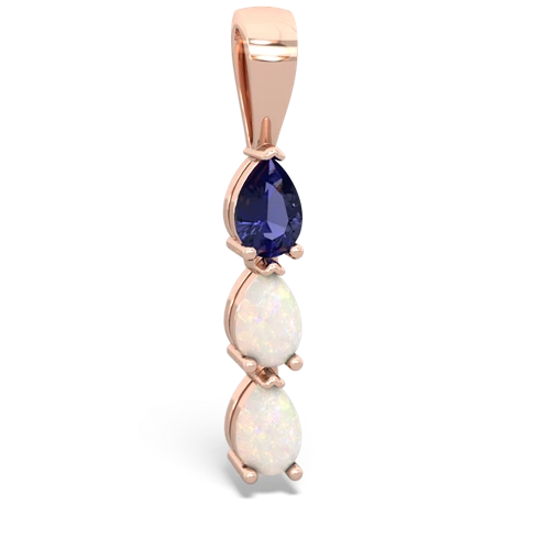 Lab Sapphire Lab Created Sapphire with Genuine Opal and Genuine Ruby Three Stone pendant Pendant