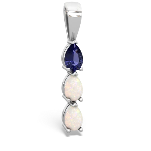 Lab Sapphire Lab Created Sapphire with Genuine Opal and  Three Stone pendant Pendant