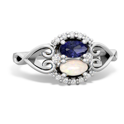 Lab Sapphire Lab Created Sapphire with Genuine Opal Love Nest ring Ring