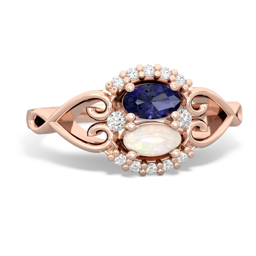 lab sapphire-opal antique keepsake ring