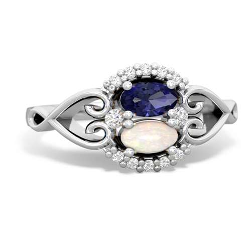 lab sapphire-opal antique keepsake ring