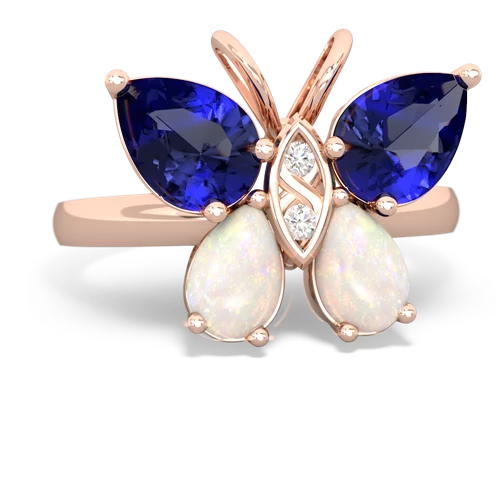 lab sapphire-opal butterfly ring