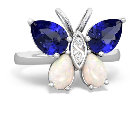 lab sapphire-opal butterfly ring