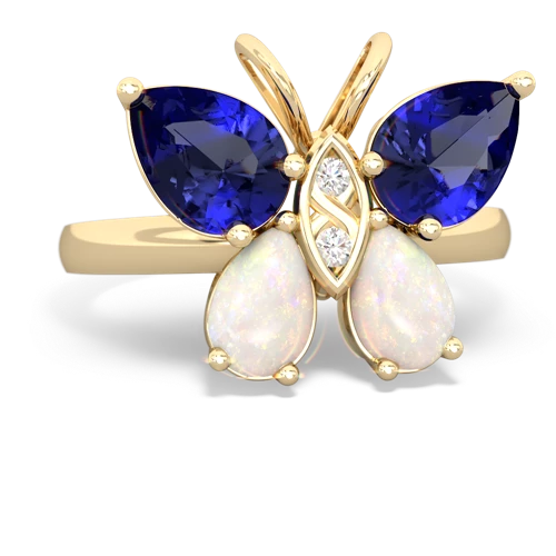 lab sapphire-opal butterfly ring