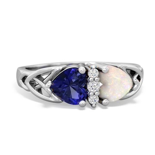 lab sapphire-opal celtic ring