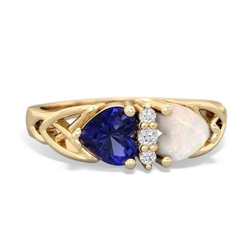 lab sapphire-opal celtic ring