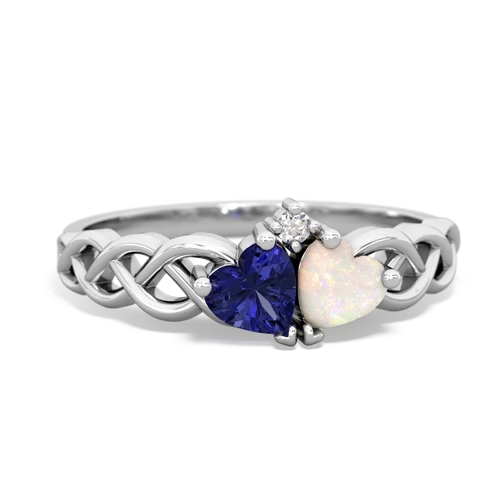 Lab Sapphire Lab Created Sapphire with Genuine Opal Heart to Heart Braid ring Ring
