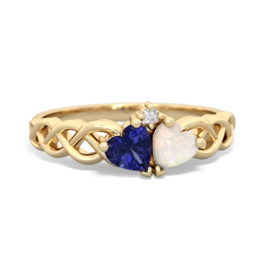 Lab Sapphire Lab Created Sapphire with Genuine Opal Heart to Heart Braid ring Ring