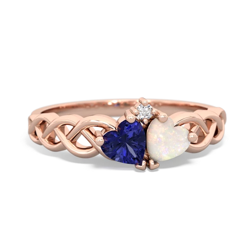 lab sapphire-opal celtic braid ring