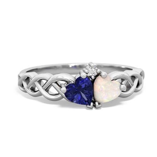 lab sapphire-opal celtic braid ring