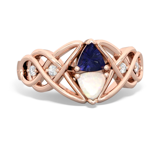 lab sapphire-opal celtic knot ring
