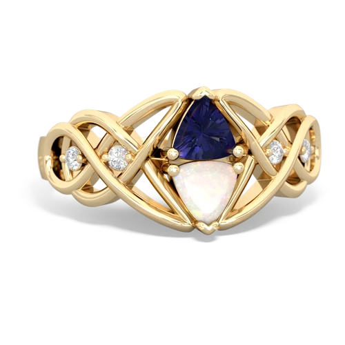 lab sapphire-opal celtic knot ring