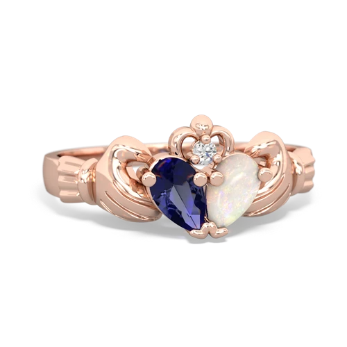 lab sapphire-opal claddagh ring