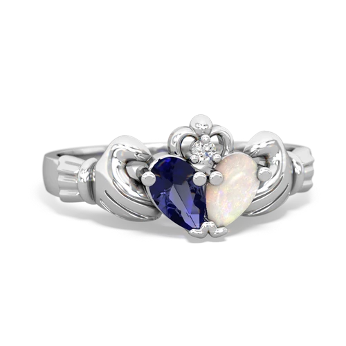 lab sapphire-opal claddagh ring