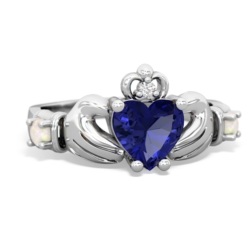 Lab Sapphire Lab Created Sapphire with Genuine Opal and Genuine Pink Tourmaline Claddagh ring Ring