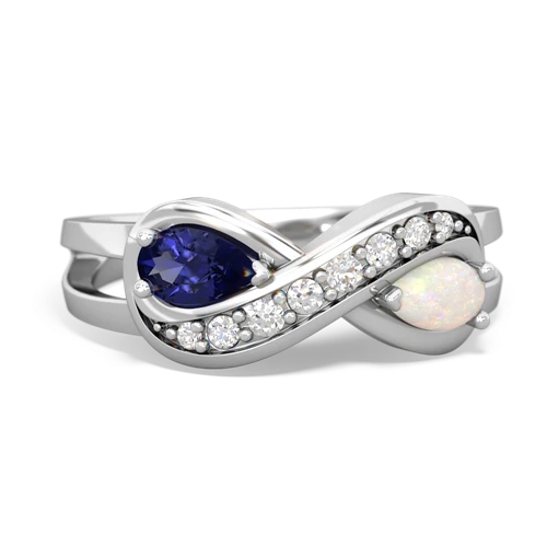 Lab Sapphire Lab Created Sapphire with Genuine Opal Diamond Infinity ring Ring