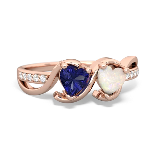 Lab Sapphire Lab Created Sapphire with Genuine Opal Side by Side ring Ring