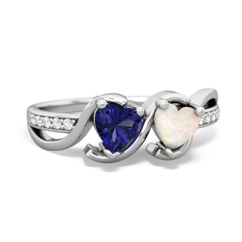 Lab Sapphire Lab Created Sapphire with Genuine Opal Side by Side ring Ring