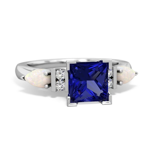 Lab Sapphire Lab Created Sapphire with Genuine Opal and Lab Created Sapphire Engagement ring Ring