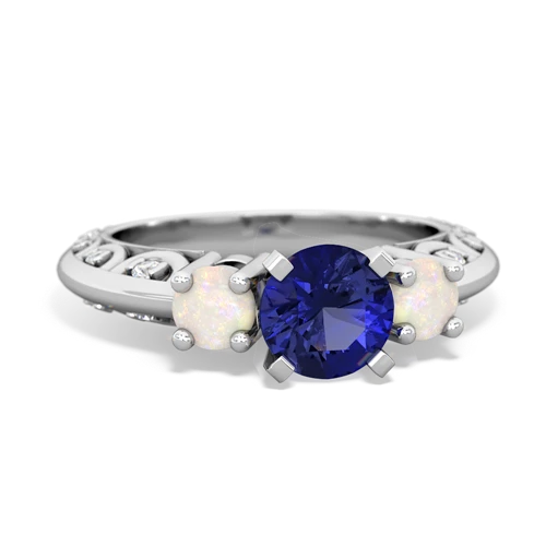 Lab Sapphire Lab Created Sapphire with Genuine Opal Art Deco ring Ring