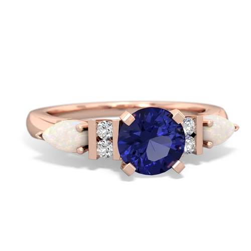Lab Sapphire Lab Created Sapphire with Genuine Opal and Genuine Pink Tourmaline Engagement ring Ring