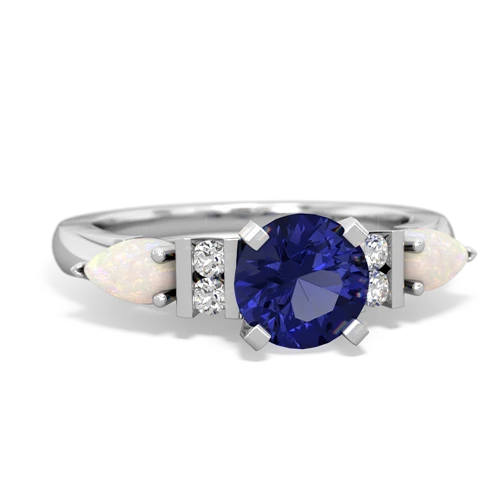 Lab Sapphire Lab Created Sapphire with Genuine Opal and  Engagement ring Ring