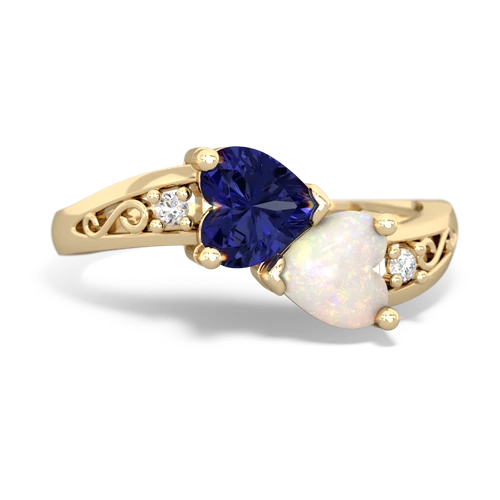 lab sapphire-opal filligree ring