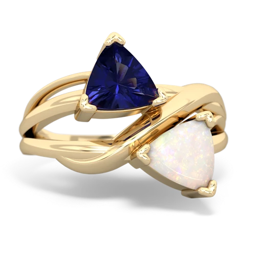Lab Sapphire Lab Created Sapphire with Genuine Opal Split Band Swirl ring Ring