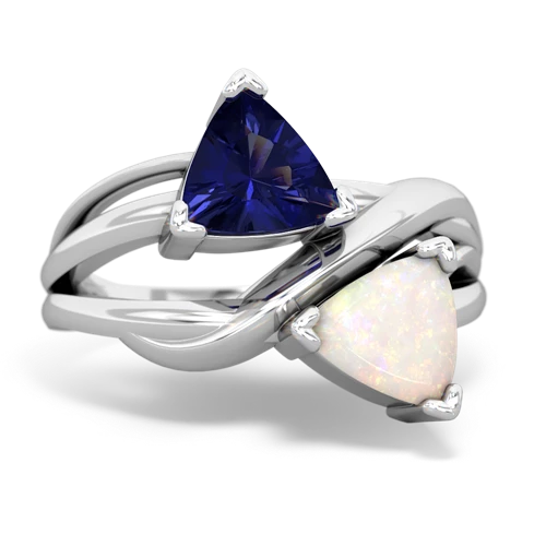 lab sapphire-opal filligree ring