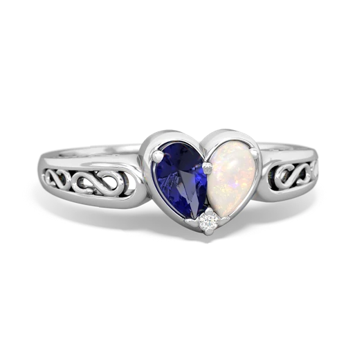 lab sapphire-opal filligree ring