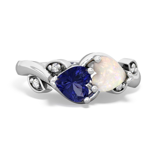 Lab Sapphire Lab Created Sapphire with Genuine Opal Floral Elegance ring Ring