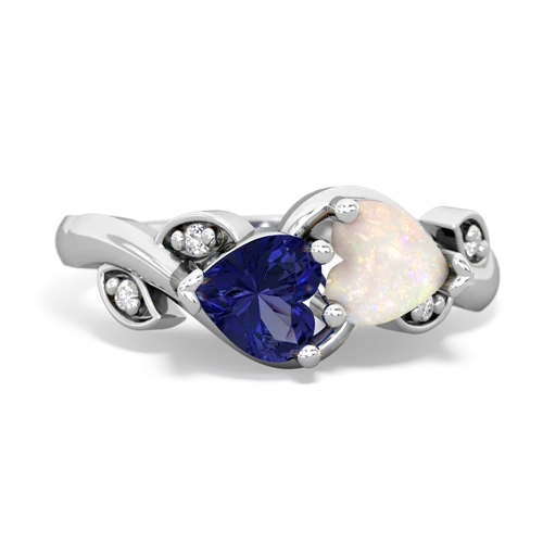 lab sapphire-opal floral keepsake ring