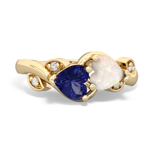 lab sapphire-opal floral keepsake ring