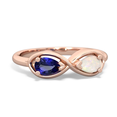 lab sapphire-opal infinity ring