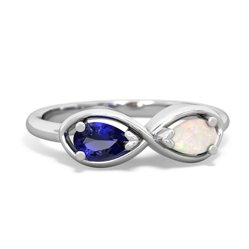 lab sapphire-opal infinity ring