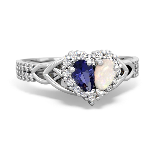 Lab Sapphire Lab Created Sapphire with Genuine Opal Celtic Knot Engagement ring Ring