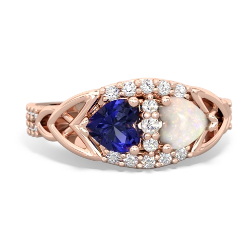 Lab Sapphire Lab Created Sapphire with Genuine Opal Celtic Knot Engagement ring Ring